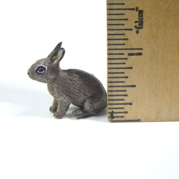 Miniature Rabbit Figurine Cold Painted Metal 1" Small Hare Bunny Realistic Bergm - Picture 6 of 8